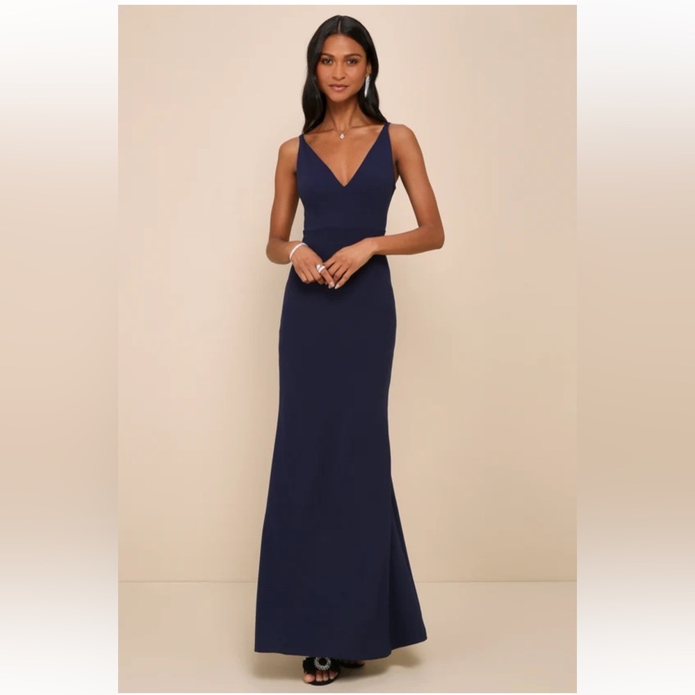 🔥Lulus Melora Navy Blue Sleeveless Maxi Dress Size Medium